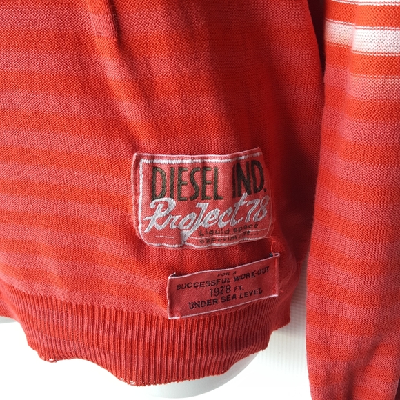 DIESEL Sweater V-Neck Distressed 100%Cotton Size M - Picture 3 of 8